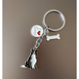 BbearT Dog Key-ring Keychain,Cute Small Dog Puppy Metal Keychain Keyring(Border Collie)