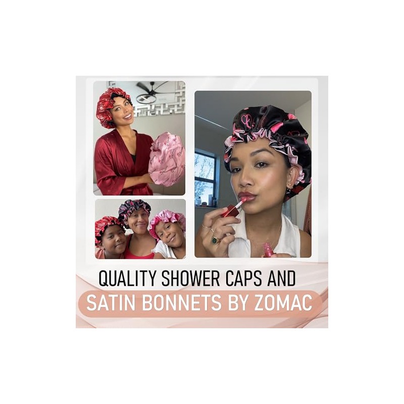 Zomac Gorro Ducha Satén Mujer Reutilizable Impermeable Cabello Largo Estampado