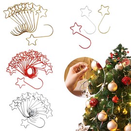 Pack of 60 S Shaped Star Hooks, Small with Stars, Christmas Tree Jersey Holders, Baubles, Christmas Tree Decorations, Ideal for Christmas Baubles