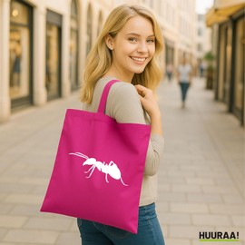 huuraa Shopper Ameise Silhouette Geschenk Jutetasche Fuchsia 10 Liter Baumwolle Ameise Aufmerksamkeit