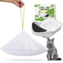 Cat-Litter-Box-Liners-Waste-Bags Compatible with Cat litter Box 3 and 4, 1.5 Mils Thick Drawstrings Closure Waste Bags Large Size, 30 Packs Cat Litter Liners for All Cats To Keep Your Home Clean