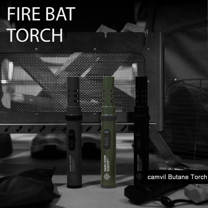 Camping Torch Lighter, Windproof Butane Torch Lighter with Fuel Indicator&Safety