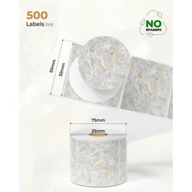 MUNBYN 2 Inch Round Shell Texture Thermal Labels, Waterproof Circle Stickers for Small Business, 500 Labels/Roll (White)