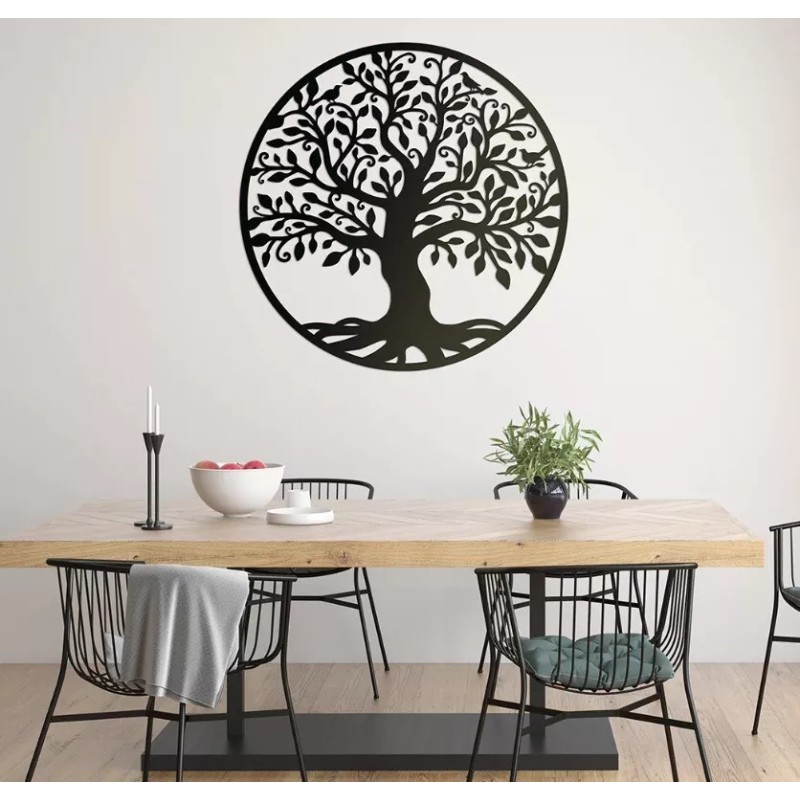Tree Of Life With Birds Black Finished NEW Metal Art