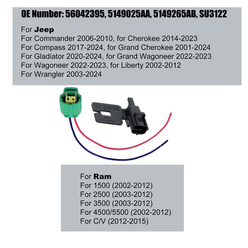 Ambient Air Temperature Sensor with Plug 05149265AB for Chrysler Dodge