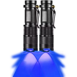 MODOAO LED Flashlight, Zoomable Waterproof Torches with Clip, 3 Light Mode for Camping, Night Fishing, Hunting, Hiking, Night Vision, Astronomy, Emergency and Daily Carry (2 Pack-Blue)