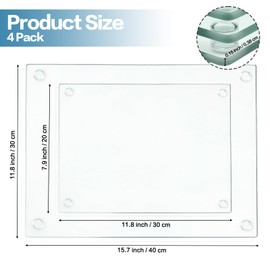 Seuqhck 4 Pack Tempered Glass Cutting Board with Anti-Slip Pads, 2 Sizes Rectangle Clear Glass Tray Heat-Resistant Chopping Board for Kitchen Countertop, House Warming Gifts, Non-friable