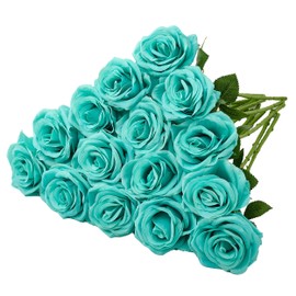 Carlita‘s Blooms 15pcs Fake Roses Artificial Silk Flowers Faux Rose Flower Long Stems Bouquet for Arrangement Wedding Centerpiece Party Home Kitchen Decor
