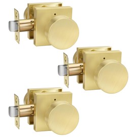 goldenwarm Privacy Gold Interior Door Knobs, Zinc-Alloy Heavy Duty Interior Door Knobs Bedroom, Contemporary Brass Door Knobs Privacy, Brushed Gold Door Knobs Interior for Bathroom(3 Pack)