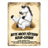 Metal Sign with White Horse Motif and Saying "Bitte nicht