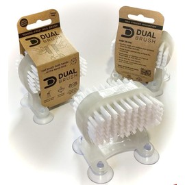 Dual Brush Nail Brush For Cleaning Fingernails of Both Hands At The Same Time With A Unique Suction Cup Design. Saves Time, Cleans Nails Easily and Quickly. Attach To Shower Wall, Washbasin or Sink