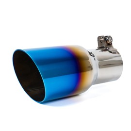 KHK 2.5" to 3.5" Exhaust Tip - 7.75" Long Diesel Exhaust Tips,2.5" Inlet 3.5" Outlet Stainless Steel Bolt-On Angle Cut Truck Tailtip, Universal Fit for Trucks & Cars -Blue Polished(Pack of 1)