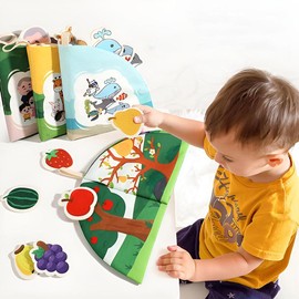 Fabric Soft Cloth Book Toy for Infants, Quiet Tearable Early Education Book, Cognitive and Chewable Tactile Book for Babies:_Multi-color_Marine animal torn cloth book