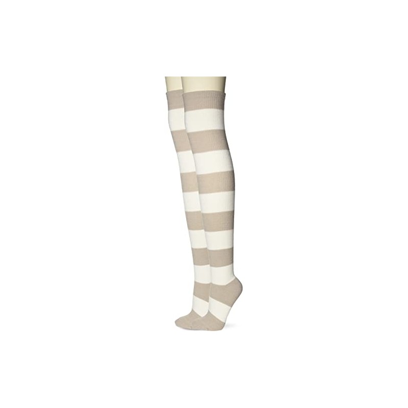 Gunze Uchi-Colle Women's Compression Over Knee Socks with Border Pattern,