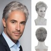 Mens Short Grey Silver Wigs Layered Natural Hair Costume Halloween