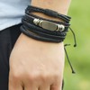 12PCS Braided Faux Leather Bracelet Set Multilayer Vintage Rock Style