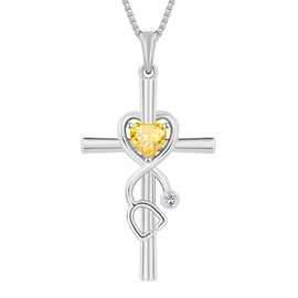 YL Stethoscope Cross Necklace Sterling Silver Doctor Nurse Medical Pendant RN Registered Created Topaz Jewelry for Women