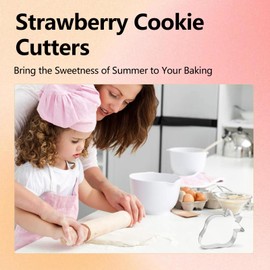 YAFIYGI Strawberry Cookie Cutter Fruit Cookie Cutters Set Stainless Steel Shapes Ideal Strawberry Fondant Biscuit Cutter for Summer Spring Birthday Party Mothers Day Strawberry Lover(3 Inch)