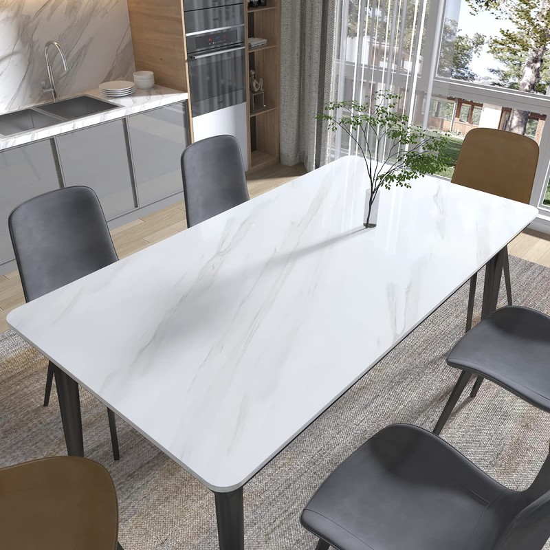 VOLEAAR 30CM x 500CM Glossy White Marble Contact Paper for