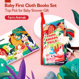 hahaland Baby Books 0-6 Months,Infant Tummy Time Toy Sensory Toys 6 to 12 Months Touch Feel Book Gifts for Boy Girl 0-3 Month Learning Toy Baby Christmas Birthday Gifts Stocking Stuffers (Single)