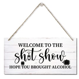 Welcome To The Shitshow Sign, Printed Wood Plaque Sign Wall Hanging, Welcome To Shitshow Home Decor, Farmhouse Rustic Wall Decor Sign Gift, Rustic Farmhouse Wall Decor For Living Room, Size 12" x 6"