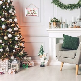 IARTTOP Santa Gnome with Snowflakes Wood Sign-9.1x13.8”, Believe in The Magic of Christmas Sign Wooden Plaque Hanging Wall Art, Funny Signs Xmas Hanging Decorative for Party Home Decoration