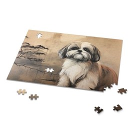 Rompecabezas de madera de animales adorables Shih Tzu 1000 piezas para adultos, rompecabezas para niños, adultos, adolescentes, juguetes para reducir 