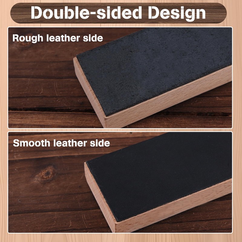 LEONTOOL Leather Strop Kit Double Sided Sharpening Paddle Block Sharpener