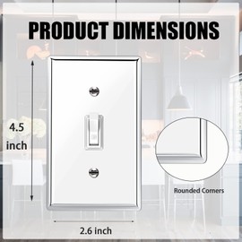 Silver Chrome Light Switch Cover Wall Plate Polycarbonate Thermoplastic Durable Outlet Covers Wall Plate Decorative Wall Switch Plate Cover