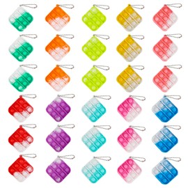 30Pcs Mini Pop It Fidget Toys Mini Pop Push It Bubble Fidget Sensory Toys Keychain Toy Office Desk Toy Fidget Relieve Anxiety Stress Hand Toy for Kids Adults