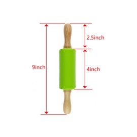 Miokun 6 Pack Small Rolling Pin for Kids, Kids Rolling Pin for Home Kitchen (6 colors) (9 Inch)