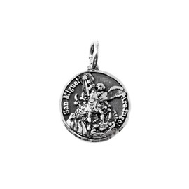 Inmaculada Romero IR San Miguel Arcángel Silver Medal Sterling 925 m Unisex 14 mm. Solid Carved Details, Silver
