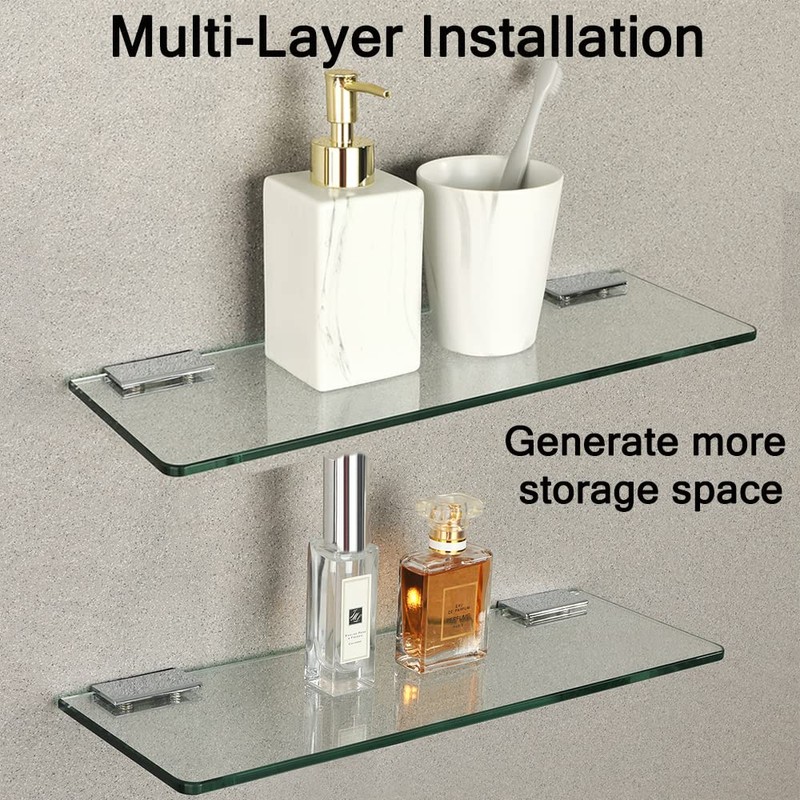 SAYAYO Floating Glass Shelves for Bathroom, Tempered Glass Shelf for