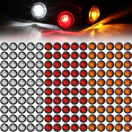 Treela 150 Pieces 3/4 Inch Round Mini Surface Mount LED Side Marker Lights Trailer Side Marker Lights for Truck Boat SUV ATV Bike Marine(Red, White, Amber)