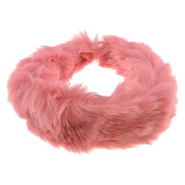 Womens Girls Thick Wide Soft Plush Faux Fur Fabric Boho Vintage Look Winter Christmas Birthday Wedding Bridesmaid Party Headpiece Accessories Hairband Head Hair Headband Alice Band (Coral)
