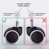 SKIR'CO Pack of 5 50 mm Rubber Chair Castors, Office