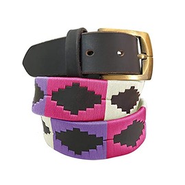 CARLOS DIAZ Mens Womens Premium Unisex Brown Leather Embroidered Designer Polo Belt (105 cm/ 40-42 Inches)