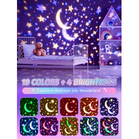 ONEFIRE Night Light Projector for Kids, Bluetooth Music Star Lights for Bedroom,360° Rotation 48 Colors Star Projector for Kids,Remote Timer Star Projector Kids for Bedroom