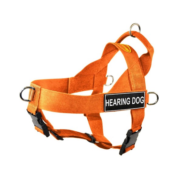 Dean & Tyler DT Universal No Pull Dog Harness with Hearing Dog Patches, Orange, Small