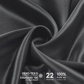 Tafts Silk Pillow Cases - 22mm 100% Pure Mulberry 6A Silk Pillowcase for Hair & Skin with Zipper Closure, Cooling, Natural, Organic, Double Sided Silk Pillow Case (Charcoal Grey, King 20x36, 2pc)