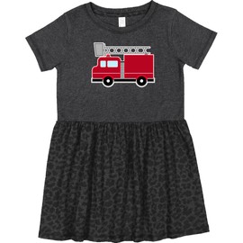 inktastic Red Firefighter Fire Truck Toddler Dress 2T Vintage Smoke with Leopard Print 2871a