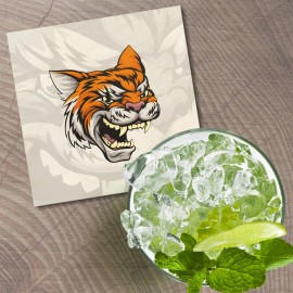 Unbranded Angry Tiger Head Mascot Animal 4'' X 4'' Square Wooden Coaster