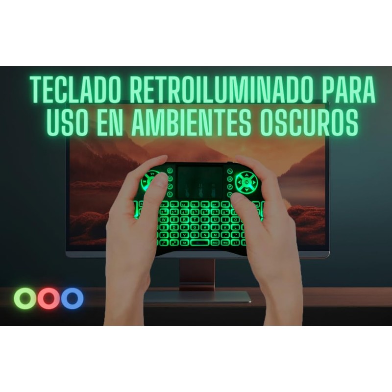 DOSYU Mini Teclado Inalámbrico con Luces para Smart TV, Consolas,