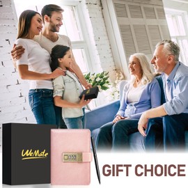 WEMATE Journal with Lock, Diary with Lock 192 Pages, Password Notebook, Pen & Gift Box - Perfect for Men and Women - 4.3X 6.18in (Rose Gold)