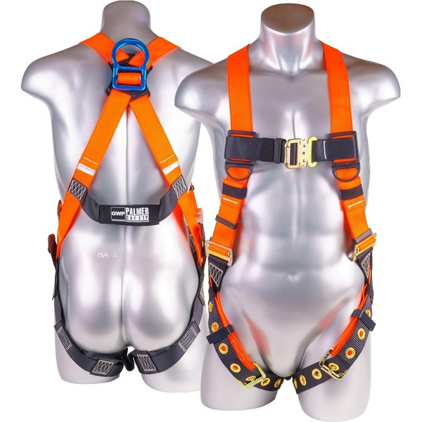 Palmer Safety Full Body Construction Harness 5pt Point Adjustment, Back