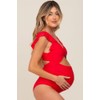 PinkBlush Red Cutout Flutter One Piece Maternity Swimsuit
