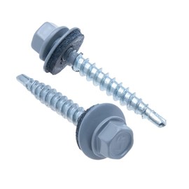 4.8 mm x 35 mm Roofing Screws, Hex Head Self-drilling Color (RAL 7045 Telegrey 1) Roof Screws With EPDM Sealed Washer, Rust Proof Zinc Plated Hardened Coarse Threads Screw for Outdoor Use (50 pcs)
