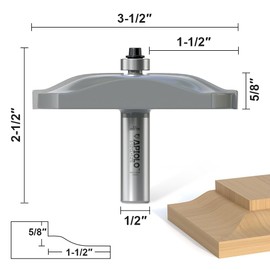 APIOLO Professional Ogee Raised Panel Router Bits 1/2 Inch Shank for Making Cabinet Door and Cove-Cut, 3-1/8 Inch Diameter, Shaker Raised Cabinet Door Making Frame Panel Design Router Bits