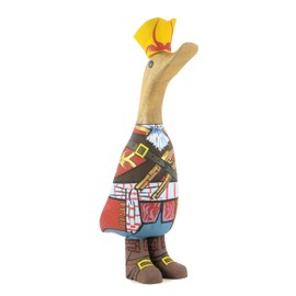 Brave Wings Hand Carved Wooden Bamboo Duck ~ Pirate Duck 23cm High ~ Ornament Sculpture Figurine Statue Unique Table Decoration Home Decor ~ 1500