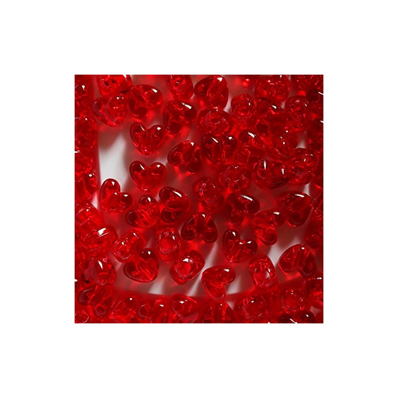 BeadExplosion Heart Beads Ruby Red Transparent Large Hole Pony Beads